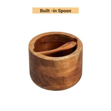 TFTP Salt Cellar with Lid - Big Size Elegant Salt Container and Pepper Holder - Stylish Salt Box with Spoon - Bath Salt Jar - Airtight Salt Holder for Kitchen and Dining - Seasoning Organizer (Gray)