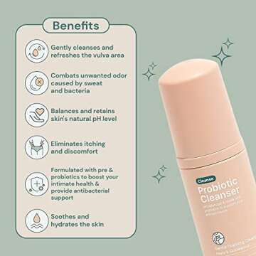 Ease - Probiotic Cleanser, Intimate Foaming Feminine Wash, Gentle Feminine Care Formula for Itching and Discomfort, Soothing and Hydrating pH Balance Feminine Wash, 150 ml, Peony and Sandalwood