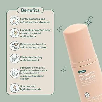 Ease - Probiotic Cleanser, Intimate Foaming Feminine Wash, Gentle Feminine Care Formula for Itching and Discomfort, Soothing and Hydrating pH Balance Feminine Wash, 150 ml, Peony and Sandalwood