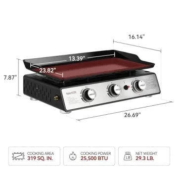 Royal Gourmet 3-Burner Portable Griddle for Outdoor Cooking