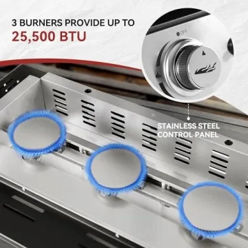 Royal Gourmet 3-Burner Portable Griddle for Outdoor Cooking