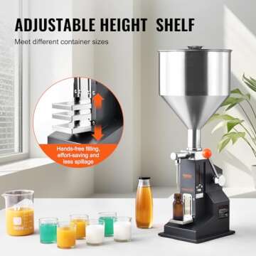 VEVOR A03 Pro Manual Paste Liquid Filling Machine, 5-100ml Adjustable Bottle Filling Machine with 11.5L Hopper for Filling Paste/Cream/Cosmetic/Perfume/Drink/Medicine/Shampoo/Lip Gloss