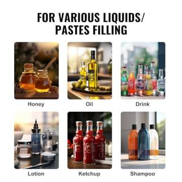 VEVOR A03 Pro Manual Paste Liquid Filling Machine, 5-100ml Adjustable Bottle Filling Machine with 11.5L Hopper for Filling Paste/Cream/Cosmetic/Perfume/Drink/Medicine/Shampoo/Lip Gloss