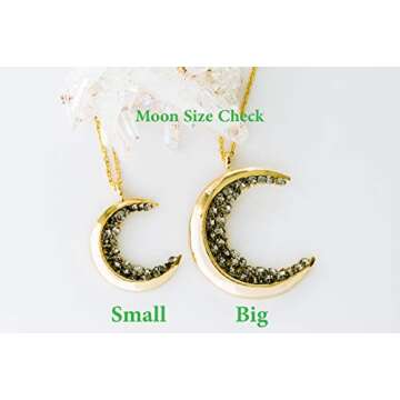 ONDAISY 18K Gold Plated Black Cz Gypsy Planet Big Half Crescent Sailor Luna Moon Pendant Charm 18inch Chain Necklace