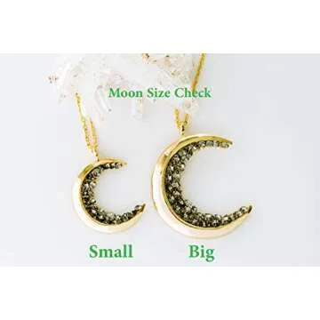 ONDAISY 18K Gold Plated Black Cz Gypsy Planet Big Half Crescent Sailor Luna Moon Pendant Charm 18inch Chain Necklace