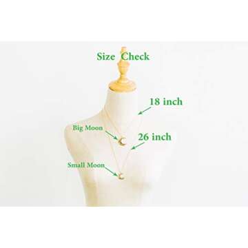 ONDAISY 18K Gold Plated Black Cz Gypsy Planet Big Half Crescent Sailor Luna Moon Pendant Charm 18inch Chain Necklace