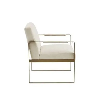Martha Stewart Upholsterd Accent Chair Living Room Furniture - Modern Design, Comfortable Foam Seat Cushion Bedroom Lounge, Sophisticated Finished, Sturdy Frame, Cream/Gold, 28.5" W x 29" D x 32.5" H