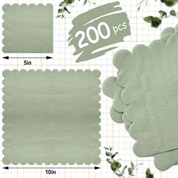 Fuutreo 200 Pcs Scalloped Cocktail Napkins Thick Paper, Disposable Party, Beverage Napkins for Weddi...