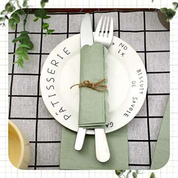 Fuutreo Scalloped Cocktail Napkins - 200 Pcs Sage Green