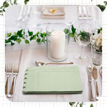 Fuutreo Scalloped Cocktail Napkins - 200 Pcs Sage Green