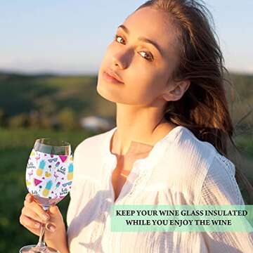 Sublimation Blank Wine Glass Sleeve Neoprene Wine Glass Sleeve Wine Glass Insulator Cover Drink Sleeve for Wine Glass Cold Drinks Sublimation Ornaments Supplies, 3.3 x 4.5 Inch (30 Pieces)