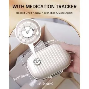 Lechchy Travel Pill Organizer with Labels, 7 Compartments Portable Pill Box, Small Pill Case for Poc...