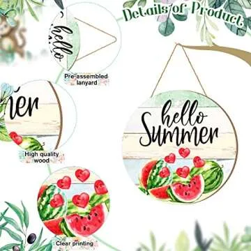 Ferraycle Wooden Door Sign, Hello Summer Decorative Signage
