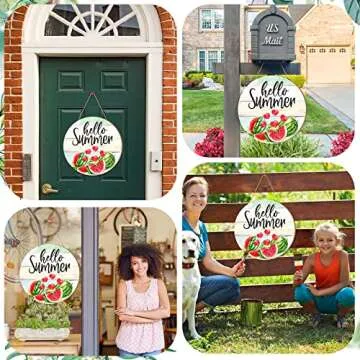 Ferraycle Wooden Door Sign, Hello Summer Decorative Signage