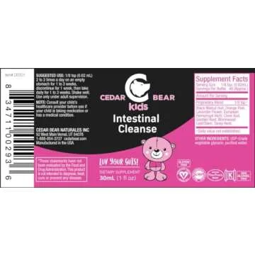 Cedar Bear - Intestinal Cleanse for Kids, Liquid Herbal Supplement for Detox and Digestive Cleanse with Natural Herbs, Alcohol-Free Gut Cleanse Drops for Children, 1 fl oz / 30 ml