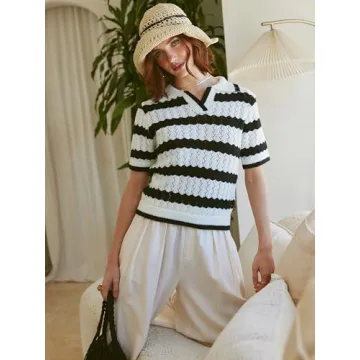 CIDER French Riviera Vacation Polo Striped Top for Summer Style