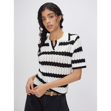 CIDER French Riviera Vacation Polo Striped Top for Summer Style
