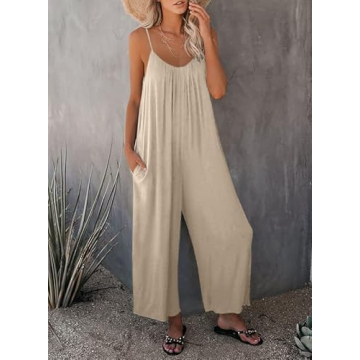 Dokotoo Women's Adjustable Strap Loose Jumpsuit with Pockets