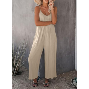 Dokotoo Women's Adjustable Strap Loose Jumpsuit with Pockets