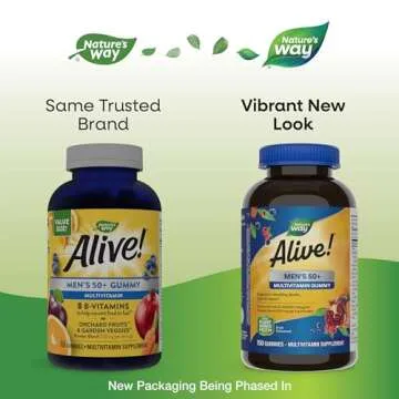 Nature’s Way Alive! Men’s 50+ Daily Gummy Multivitamins, Supports Healthy Brain, Eyes, Heart, B-...