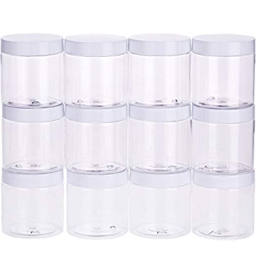 12 Pack 8oz Clear Plastic Jars with Lids for Storage