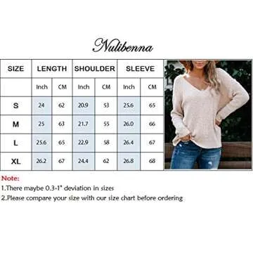 Nulibenna Womens Casual Oversized V Neck Waffle Knit Long Sleeve Sweater Chunky Pullover Crop Jumper Tops (Small, Blue)