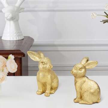 Beautiful DUQGUHO Easter Bunny Figurine for Spring Decor