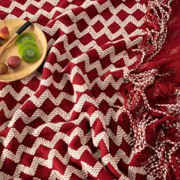 Cozy Acrylic Knitted Throw Blanket with Elegant Tassels