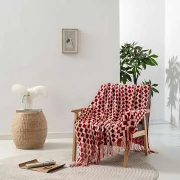 Cozy Acrylic Knitted Throw Blanket with Elegant Tassels