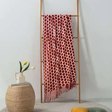 Cozy Acrylic Knitted Throw Blanket with Elegant Tassels