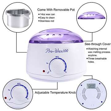 Portable Electric Wax Warmer Kit for Total Body Hair Removal - Melting Pot Hot Wax Heater with Accessories for Facial, Bikini, Armpit Waxing at Home for All Genders