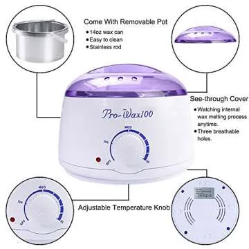 Portable Electric Wax Warmer Kit for Total Body Hair Removal - Melting Pot Hot Wax Heater with Accessories for Facial, Bikini, Armpit Waxing at Home for All Genders