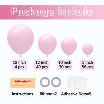 Voircoloria 130pcs Light Pink Balloons Different Sizes 18" 12" 10" 5" Pastel Pink Balloons for Boys ...