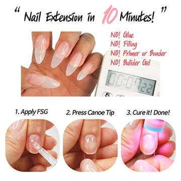 DIAMI Canoe Tips Clear 1box (360pcs, 12sizes) - Long Oval Shaped Nail Tips | Clear Nail Tips for Acrylic Nails | Fake & Full Cover Nail Tips | Natural Almond C Curve Gel Nail Tips Clear & Long