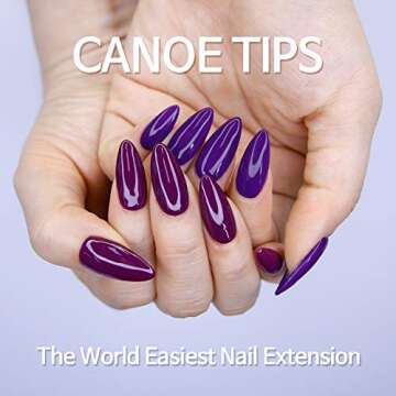 DIAMI Canoe Tips Clear 1box (360pcs, 12sizes) - Long Oval Shaped Nail Tips | Clear Nail Tips for Acrylic Nails | Fake & Full Cover Nail Tips | Natural Almond C Curve Gel Nail Tips Clear & Long