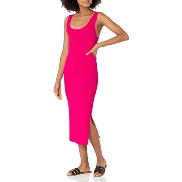 The Drop Yasmin Rib Midi Sweater Tank Dress - Elegant and Comfortable Hot Pink Dress