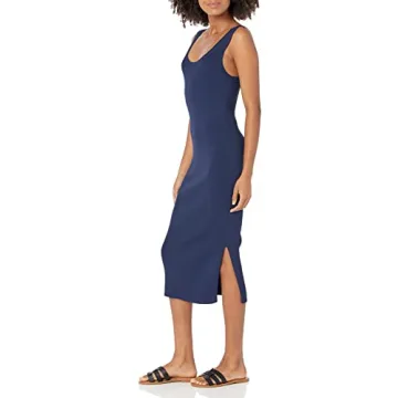 Yasmin Rib Midi Sweater Tank Dress for Women in Hot Pink
