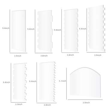 LIFVCNT 7PCS Cake Scraper Smoother, Clear Acrylic Cake Icing Smoother Scraper Tool, 9.4 Inches Cake Decorating Scraper Cake Comb Set for Icing Cake Dessert