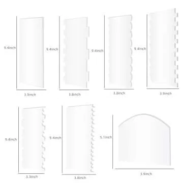 LIFVCNT 7PCS Cake Scraper Smoother, Clear Acrylic Cake Icing Smoother Scraper Tool, 9.4 Inches Cake Decorating Scraper Cake Comb Set for Icing Cake Dessert
