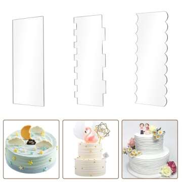 LIFVCNT 7PCS Cake Scraper Smoother, Clear Acrylic Cake Icing Smoother Scraper Tool, 9.4 Inches Cake Decorating Scraper Cake Comb Set for Icing Cake Dessert