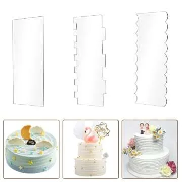 LIFVCNT 7PCS Cake Scraper Smoother, Clear Acrylic Cake Icing Smoother Scraper Tool, 9.4 Inches Cake Decorating Scraper Cake Comb Set for Icing Cake Dessert