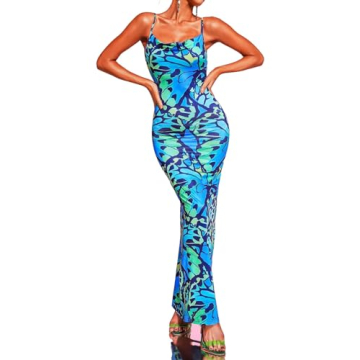 Trendy Satin Blue Floral Bodycon Dress for Women - The Perfect Vacation Style