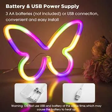 8 Pcs Butterfly Neon Signs Butterfly LED Neon Night Light USB or 3-AA Battery Powered Neon Lights Wall Sign Aesthetic Pink Room Decor Butterfly Decor for Girls Bedroom, Wedding, Outdoor Events