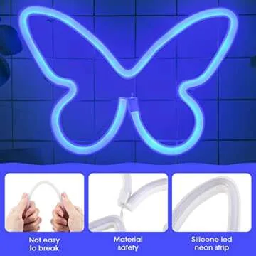 8 Pcs Butterfly Neon Signs Butterfly LED Neon Night Light USB or 3-AA Battery Powered Neon Lights Wall Sign Aesthetic Pink Room Decor Butterfly Decor for Girls Bedroom, Wedding, Outdoor Events