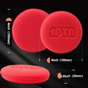 SPTA 10Pcs Foam Wax Applicator Pads, 4inch Hand Wax Pad(Red), Soft Car Detailing Sponges,Supreme Shi...