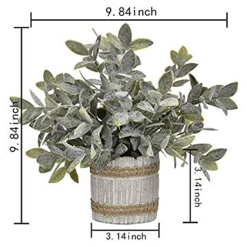 Shiny Flower Mini Potted Artificial Plant Faux Potted Herbs Fake Rosemary Greenery in Pots Small Potted Artificial Plants for Home Office Tabletop Indoor Greenery Decor