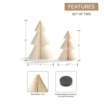 LampLust Winter Honeycomb Paper Trees Set for Holidays