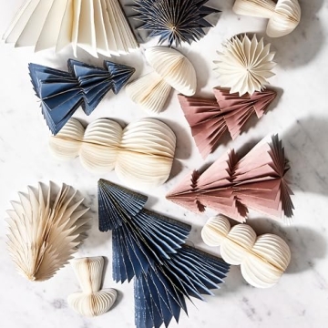 LampLust Winter Honeycomb Paper Trees Set for Holidays