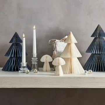 LampLust Winter Honeycomb Paper Trees Set for Holidays