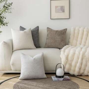 LANANAS Neutral Decorative Throw Pillow Covers 18x18 Inch for Living Room Couch Bed Sofa Farmhouse B...